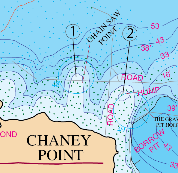LEARN THE LAKE SERIES - MOUTH OF CHANEY BRANCH - Martins Map - The